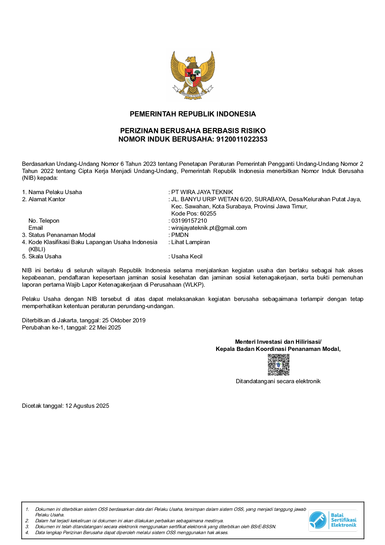 12. SBUJPTL, IUJPTL, NIB BERBASIS RESIKO DAN SERTIFIKAT SERKOM PT. WIRA JAYA TEKNIK_page-0006